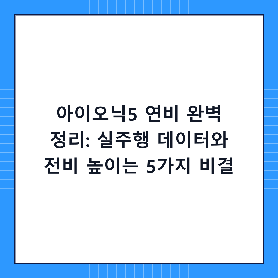 아이오닉5 연비 완벽 정리: 실주행 데이터와 전비 높이는 5가지 비결